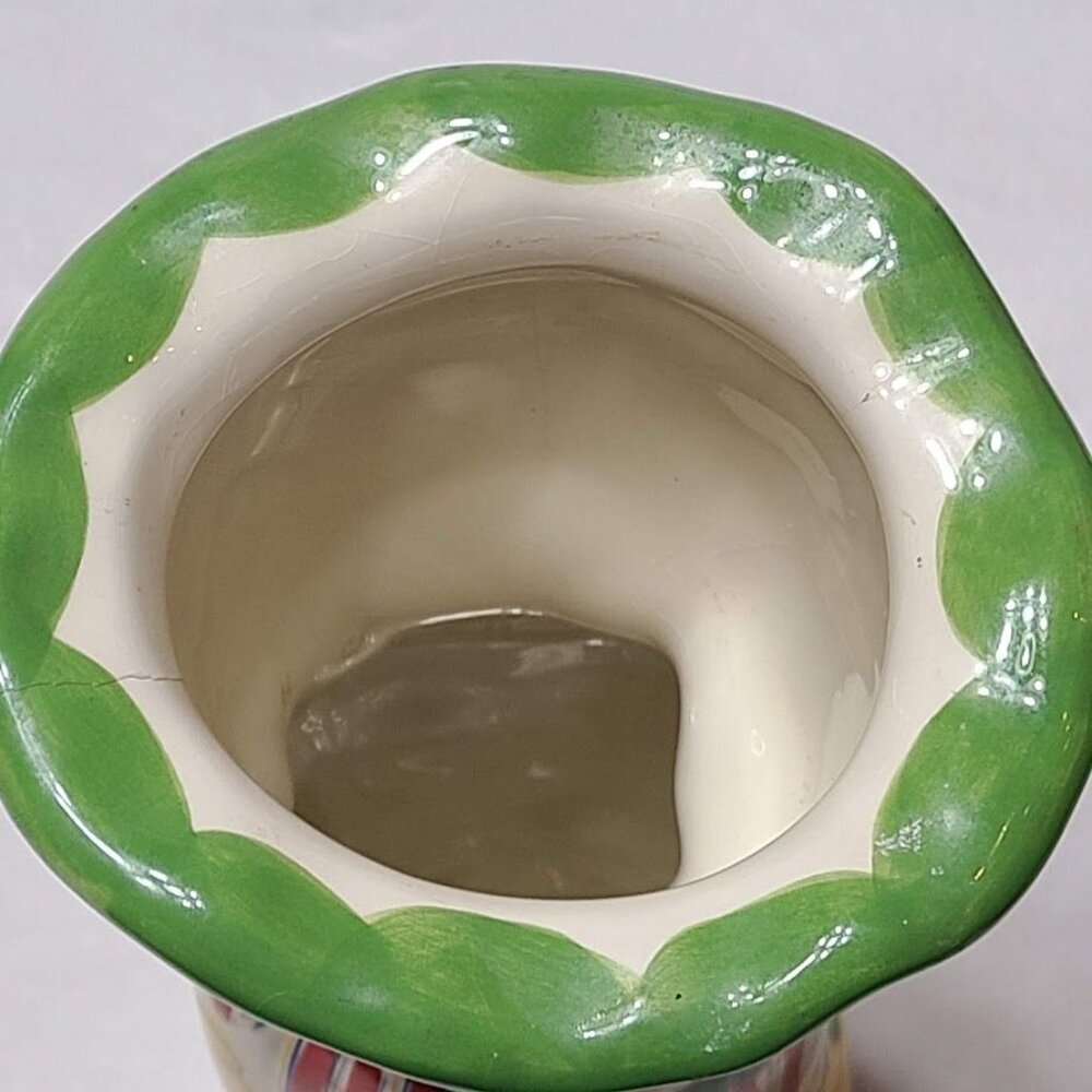 Vintage 1980s Bella Casa Daisy Susan Paley By Ganz hand Painted Ceramic Vase 11" - Picture 8 of 12